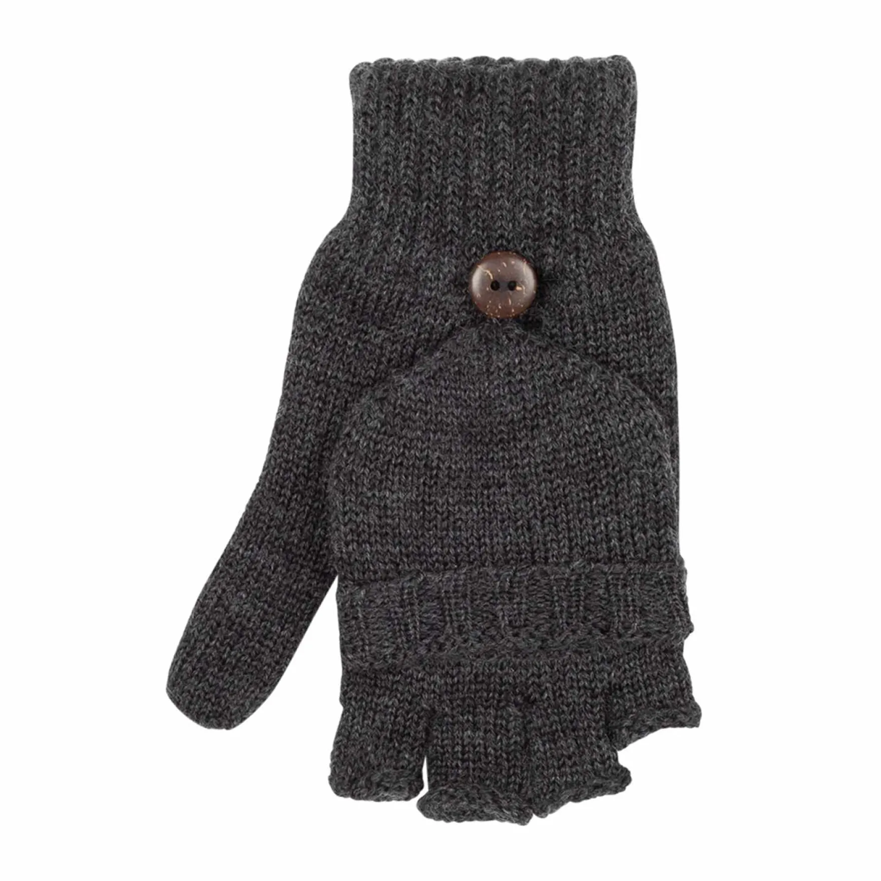 Kinder-Halbfingerhandschuh Merinowolle anthrazit 5