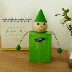 Kinder Holzspardose grün