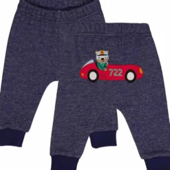 Krabbelhose "Rennauto" blau melange 80