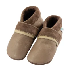 Krabbelschuhe Leder braun-creme 18-19