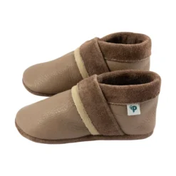Krabbelschuhe Leder braun-creme 18-19