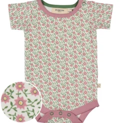 Kurzarmbody "Blümchen" rosa-creme 62/68