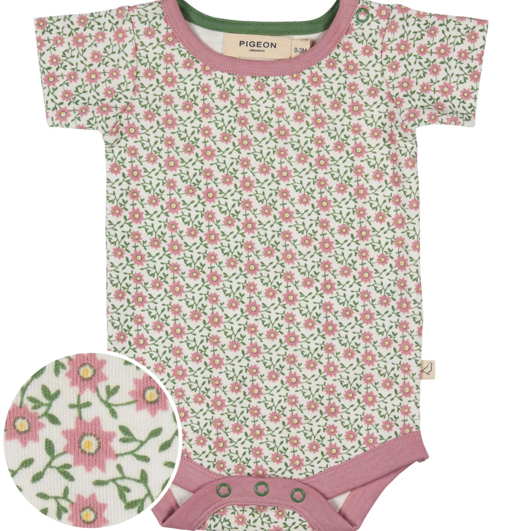 Kurzarmbody "Blümchen" rosa-creme 62/68