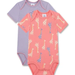 Kurzarmbody 2er Pack "Giraffe" lila74