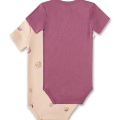Kurzarmbody 2er-Set "Schnecke" grape-peach 56