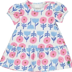 Kurzarm-Kleid creme "Stielblumen" 74