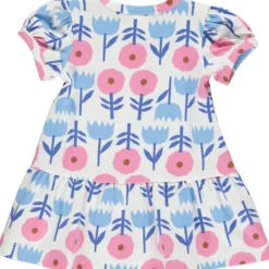 Kurzarm-Kleid creme "Stielblumen" 74