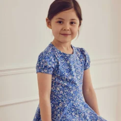 Kurzarmkleid mit Puffärmeln „Primrose“ azure blue 128