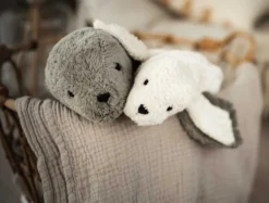 Kuscheltier Robbe weiß Wärmekissen Kirschkern