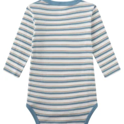 Langarmbody "Bär" blau geringelt 56