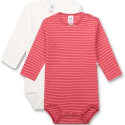 Langarmbody 2er Set beerenrot-weiß 68