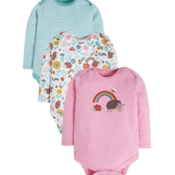 Langarmbody 3er Set "Igel" rosa-blau 68