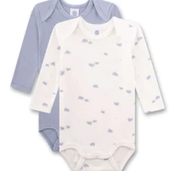 Langarmbody 2er-Set "Mammut" weiß-blau 74