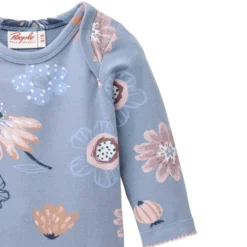 Langarmbody "Herbstblumen" rauchblau 62/68