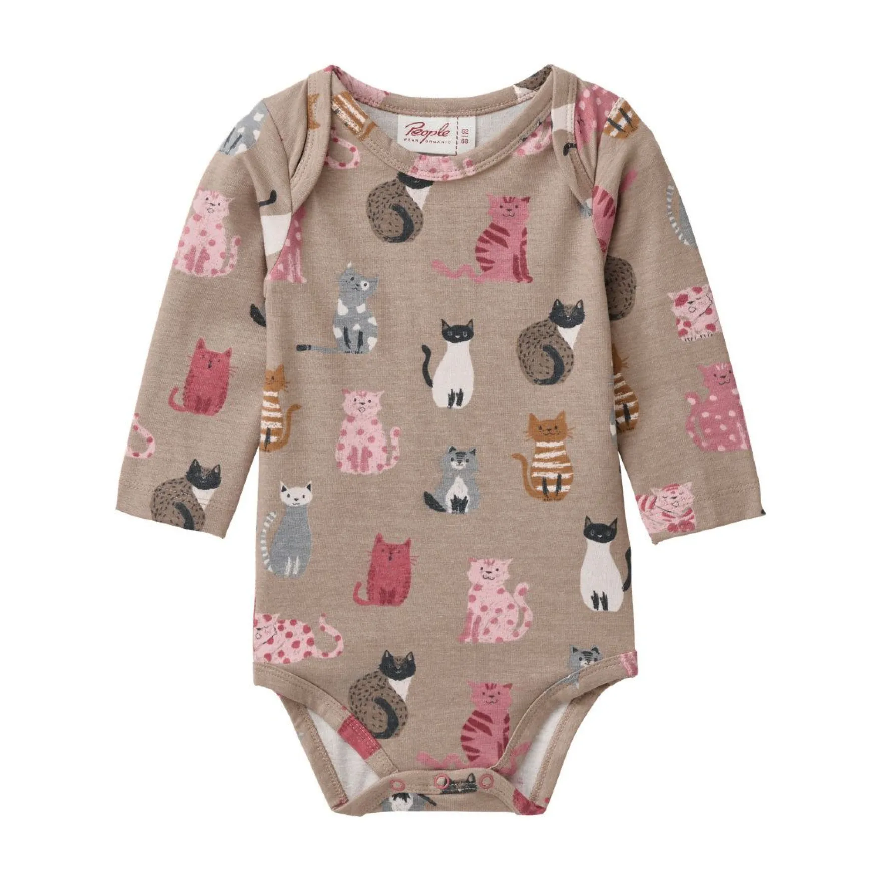 Langarmbody "Katze" taupe 62/68