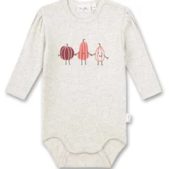 Langarmbody "Kürbis-Freunde" natur melange 56