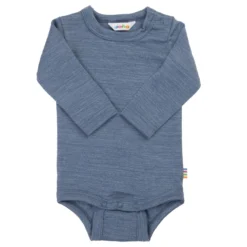 Langarmbody Merinowolle blau 80