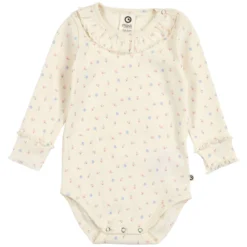 Langarmbody mit Kragen „Blümchen“ creme 80