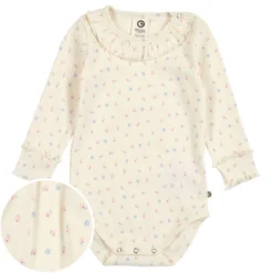 Langarmbody mit Kragen „Blümchen“ creme 80
