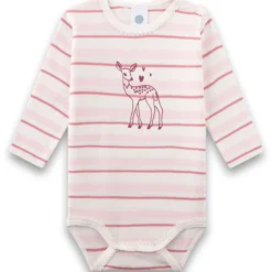 Langarmbody "Rehkitz" rosa geringelt 92