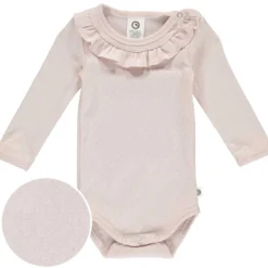 Langarmbody Rüsche hellrosa 68