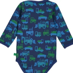 Langarmbody "Traktoren" blau 68