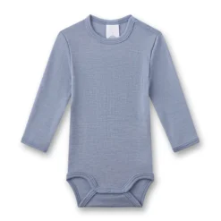 Langarmbody Wolle-Seide light blue 80