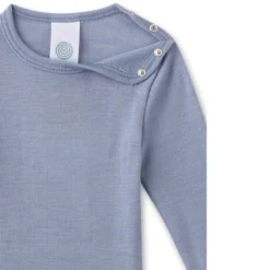 Langarmbody Wolle-Seide light blue 80