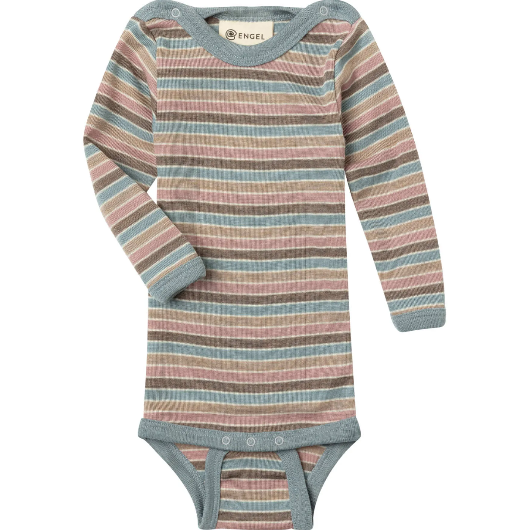 Langarmbody Wolle-Seide "Ringel" pastellcolor 50/56