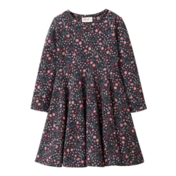 Langarm-Kleid geblümt dunkelblau 104