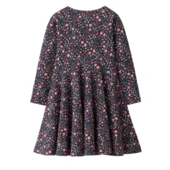 Langarm-Kleid geblümt dunkelblau 104