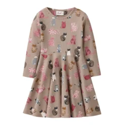 Langarm-Kleid "Katze" taupe 122