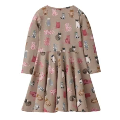Langarm-Kleid "Katze" taupe 122