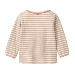 Langarmshirt "Bauernhof" taupe geringelt 50/56