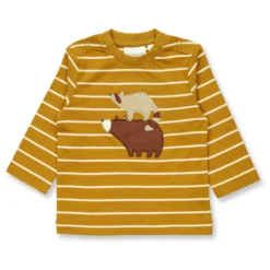 Langarmshirt "Bär" curry gestreift 74