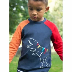 Langarmshirt dunkelblau "T-Rex" 86/92
