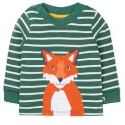 Langarmshirt "Fuchs" gestreift dunkelgrün92
