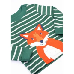 Langarmshirt "Fuchs" gestreift dunkelgrün92