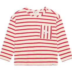 Langarmshirt gestreift rot-weiß 122