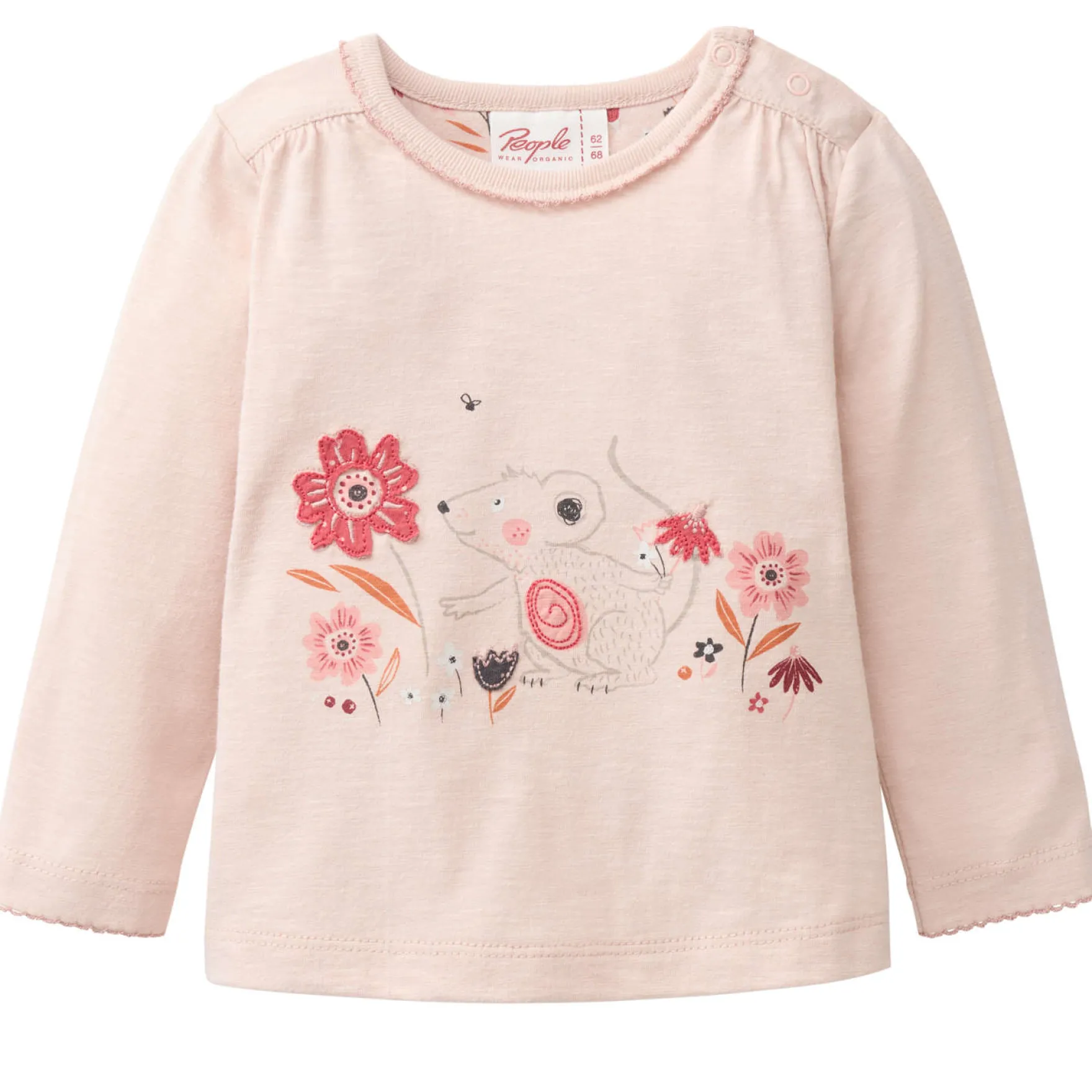 Langarmshirt "Maus" puderrosa 50/56