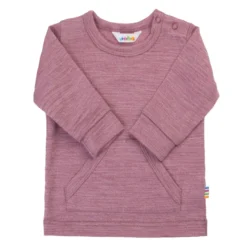 Langarmshirt Merinowolle mit Tasche bordeaux 116/122