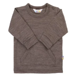 Langarmshirt Merinowolle mit Tasche braun 98/104