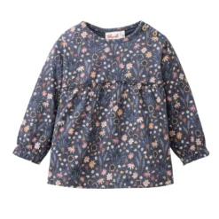 Langarmshirt "Mille Fleurs" indigoblau 74/80