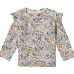 Langarmshirt mit Rüsche geblühmt 62