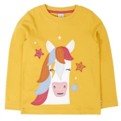 Langarmshirt "Pferd" gelb 128