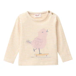 Langarmshirt "Vogel" honiggelb geringelt 86/92