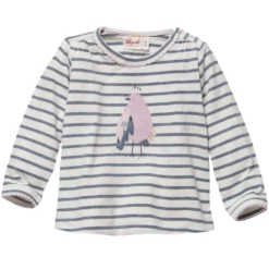 Langarmshirt "Vogel" weiß geringelt 50/56