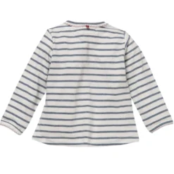 Langarmshirt "Vogel" weiß geringelt 50/56