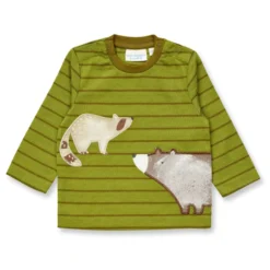 Langarmshirt "Waschbär" grün gestreift 74