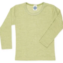 Langarmshirt Wolle Seide Baumwolle lindgrün 92